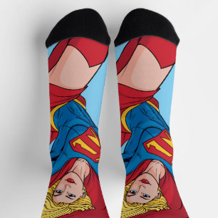 Chaussette Illustration Supergirl volant vers le haut
