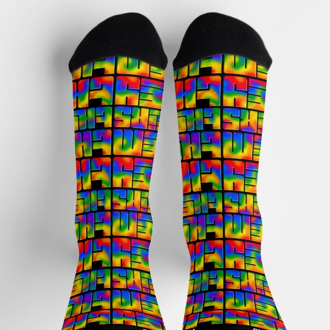 Chaussette Ils Eux Leurs Prononounes Rainbow Cravate Die (Haut)