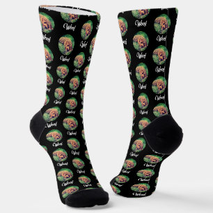 Chaussette Image ronde chaussettes Golden Doodle noires