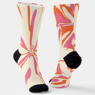 Chaussette Imaginaire Floral - rose, orange et crème