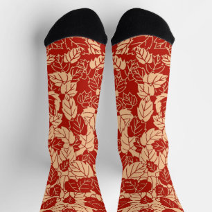 Chaussette Impression de feuille japonaise, mandarine