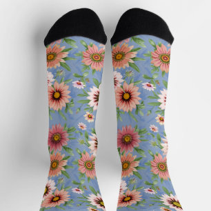 Chaussette Impression florale Bleu et Rose