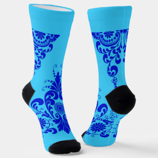 Chaussette imprimé de volutes bleues