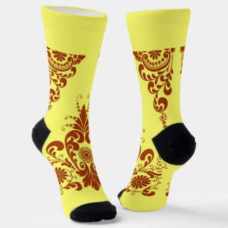 Chaussette imprimé de volutes jaunes