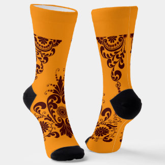 Chaussette imprimé de volutes orange