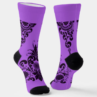 Chaussette imprimé de volutes violettes