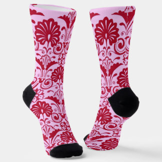 Chaussette imprimé éventails roses et volutes
