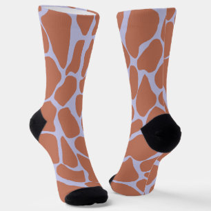 Chaussette Imprimé Girafe Lavande en Terracotta Peinte à la M
