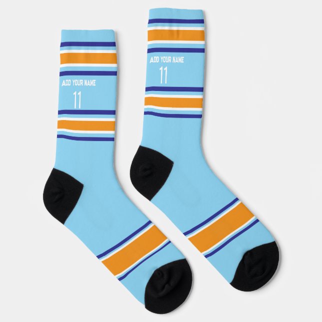 Chaussette Indego and blue & orange - Name Number Socks (Droite)