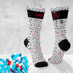 Chaussette Infirmière RN Stethoscope   Chaussettes Aqua et Re