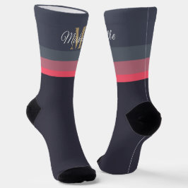 Chaussette Initiales customisées et bloc de couleur pastel