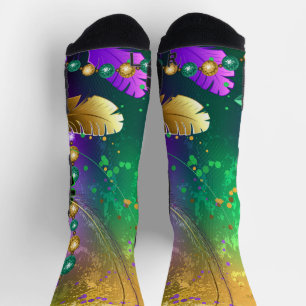 Chaussette Iridescente mardi gras arrière - plan avec perles