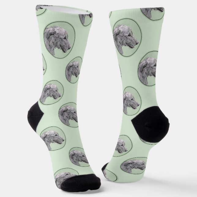 Chaussette Irish Wolfhound Painting Grey Original Chien Art (Angulaire)
