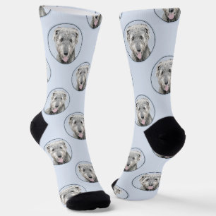 Chaussette Irish Wolfhound Painting Grey Original Chien Art