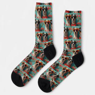 Chaussette Jack Russell avec coeur Roses Saint-Valentin