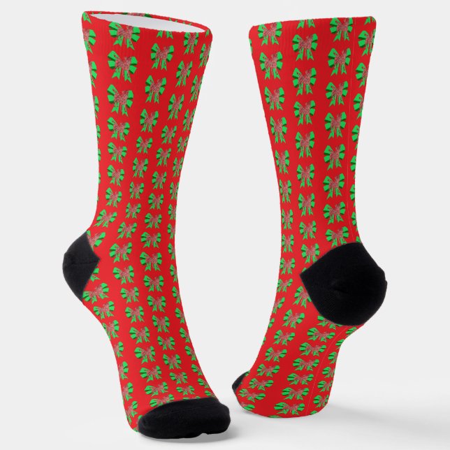 Chaussette Jack Russell Christmas Dog Bow Silhouette Red (Angulaire)