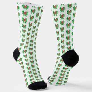 Chaussette Jack Russell Christmas Dog Bow Silhouette White