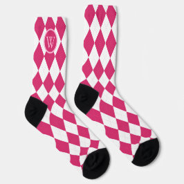 Chaussette Jacquard blanc rose de golf Motif Monogramme