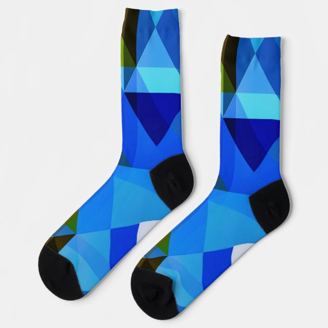 Chaussette Jacquard bleu Abstrait Geo Formes Chaussettes foll (Gauche)
