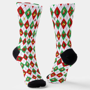 Chaussette Jacquard Diamond Motif Noël