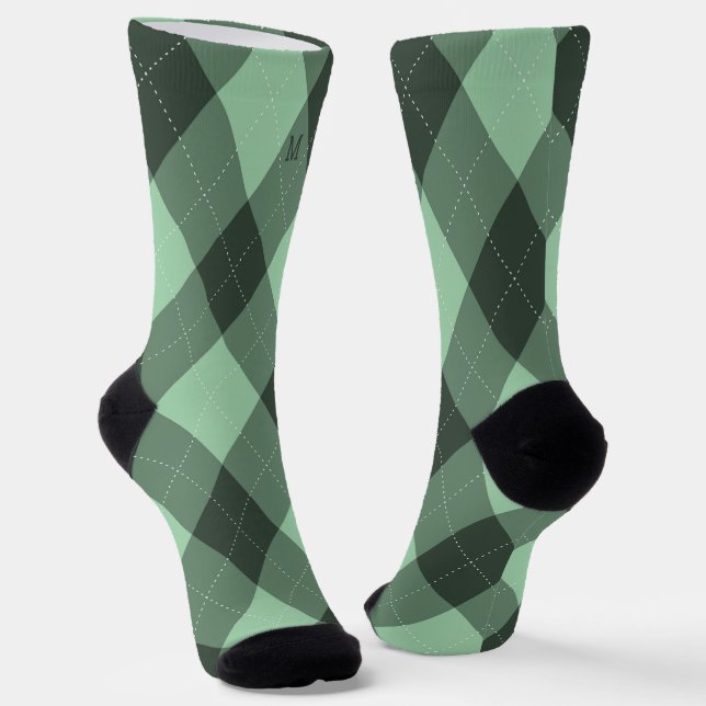 Chaussette Jacquard Monogramme vert initial (Angulaire)