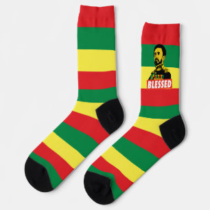 Chaussette Jah Rastafari Haile Selassie I HIM Jah Bless Socks