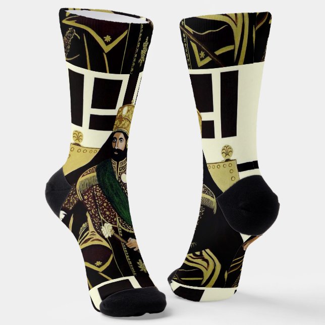 Chaussette Jah Rastafari Haile Selassie I HIM Rasta Socks (Angulaire)