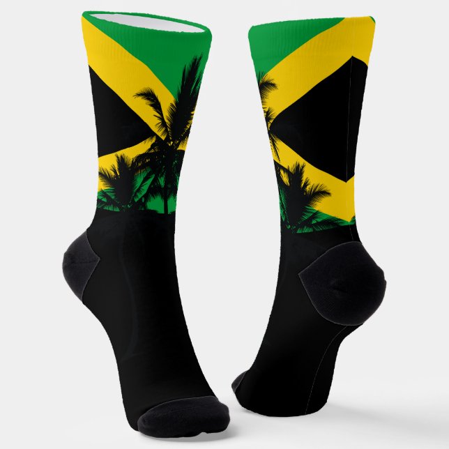 Chaussette Jamaican Flag Tropical Palm Trees (Angulaire)