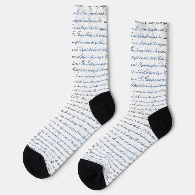 Chaussette Jane Austen Texte Chaussettes Bleues Blances (Gauche)