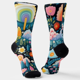 Chaussette Jardin Arc-en-Ciel Fantaisiste Motif Floral Fantas