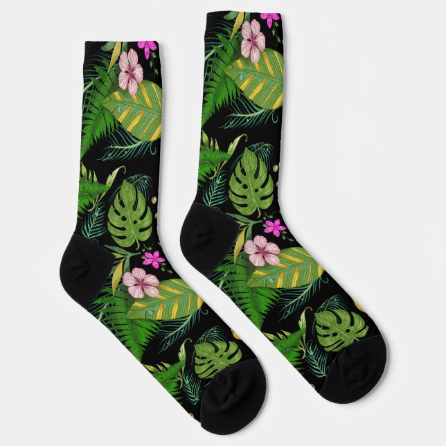 Chaussette "Jardin botanique foncé - Vintage motif floral" (Droite)