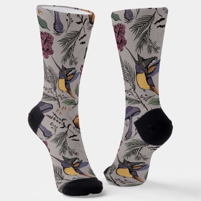 Chaussette Jardin des colibris de Taupe Éffrayant Halloween (Angulaire)