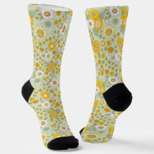 Chaussette Jardin Floral Jaune Motif