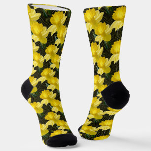 Chaussette Jaune Daffodils de printemps Floral Motif de photo