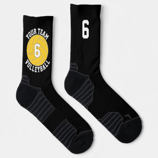 Chaussette Jaune Volleball Personnalisé Nom de l'équipe et Nu