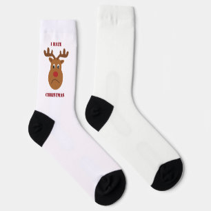 Chaussette Je déteste Noël triste renne Carte postale