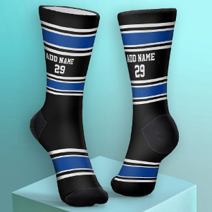 Chaussette Jersey Sport noir et bleu - Numéro de nom