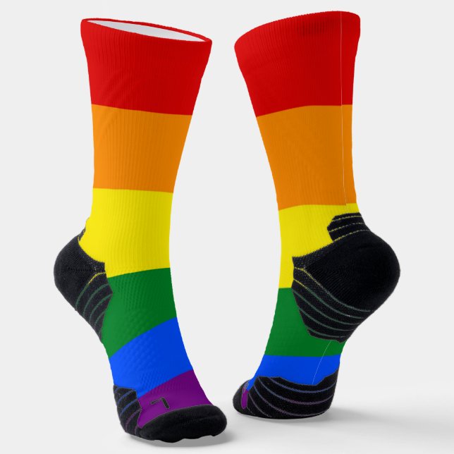 Chaussette Jeu d'équipage sportif avec drapeau arc-en-ciel (Angulaire)