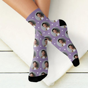 Chaussette Joli cœur photo de petit ami personnalisé en lavan