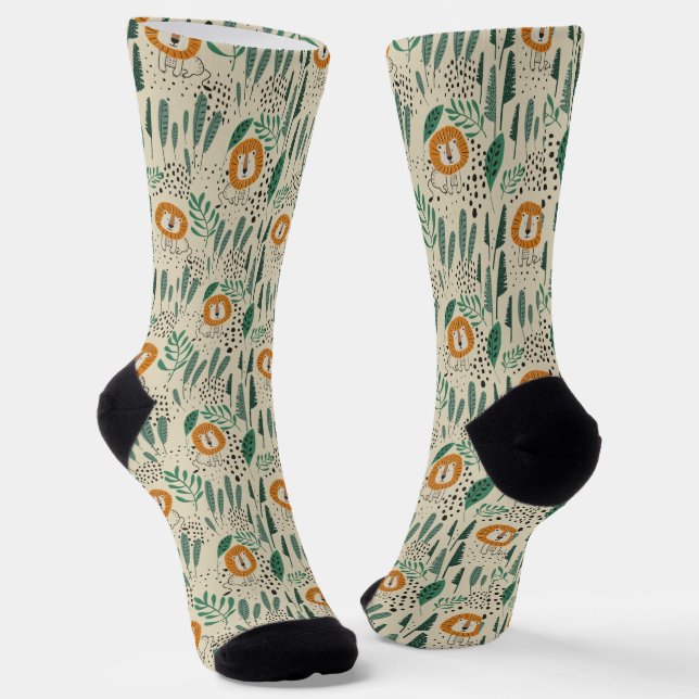 Chaussette Joli Doodle Lion Jungle Rainforest Motif (Angulaire)