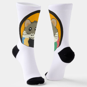Chaussette Joli hamster de dessin animé avec une écharpe mult