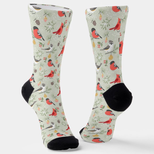 Chaussette Joli Noël Oiseau Motif Design de vacances (Angulaire)