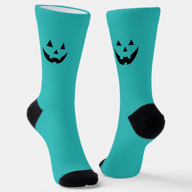 Chaussette Joli plaisir turquoise citrouille Jack-o'-lantern  (Angulaire)