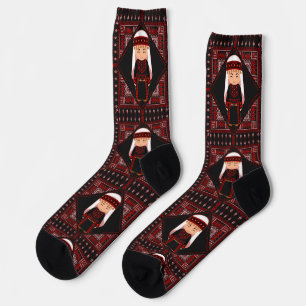 Chaussette jolie fille palestinienne Broderie rouge tatreez