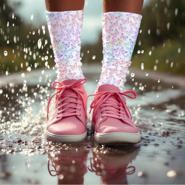 Chaussette Jolie fille Pastel Butterfly Motif Iridescente (Créateur téléchargé)