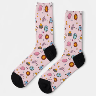 Chaussette Jolie petite planète dessinée à la main