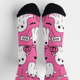 Chaussette Jolis fantômes roses d'Halloween Fête Kawaii effra