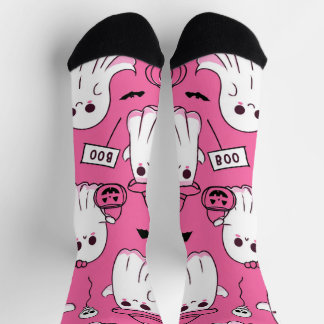 Chaussette Jolis fantômes roses d'Halloween Fête Kawaii effra