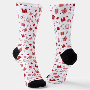 Chaussette Jote rouge livre et Motif de lecture