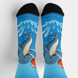 Chaussette Jouer Dauphin de dessin avec Beach Ball